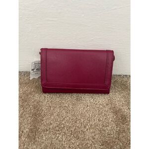 Neiman Marcus Wallet wristlet OS saffiano pink leather versatile luxury New